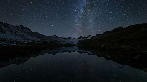 格里姆瑟尔山口Totesee山地湖中倒映出的星星，瑞士伯尔尼 (© magodevita/Getty Images)